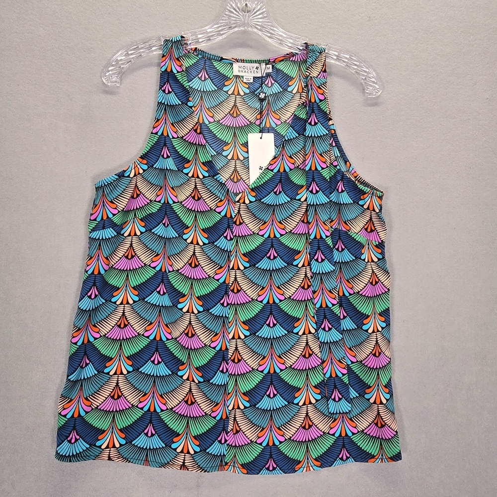 MOLLY BRACKEN Floral Print Ladies Woven Blouse Top Cropped SIZE M